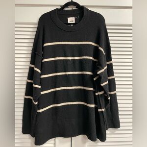 American Eagle Outfitters Black and Cream Striped Sweater